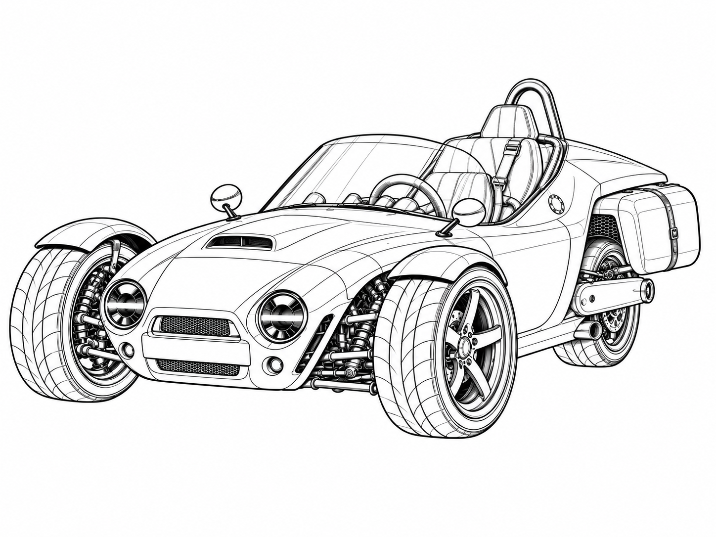 Linienzeichnung des fiktiven dreirädrigen XR 01